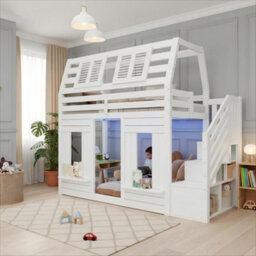 Wooden Bunk Bed With Led, Storage Stairs & Window - thumbnail 6