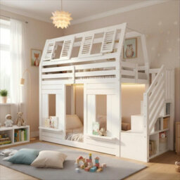 Wooden Bunk Bed With Led, Storage Stairs & Window - thumbnail 3