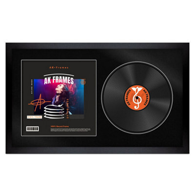 "30X17"" Matte Black Modern Vinyl Record Frame With Black Mount For 12 Inch Lp Album Cover & Disc - Ak Frames" - image 1
