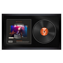 "30X17"" Matte Black Modern Vinyl Record Frame With Black Mount For 12 Inch Lp Album Cover & Disc - Ak Frames" - thumbnail 1