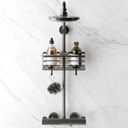 Metaltex Origin Lava Shower Rail Storage Basket - Black - thumbnail 3