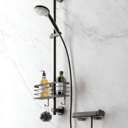 Metaltex Origin Lava Shower Rail Storage Basket - Black - thumbnail 4