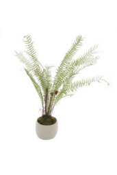 White Potted Boston Fern Realistic Artificial Plant For Decor - thumbnail 1