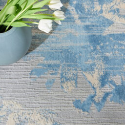 Grey Sky Abstract Modern Floral Rug Easy To Clean Living Room Bedroom And Dining Room -69 X 221Cm (Runner) - thumbnail 3