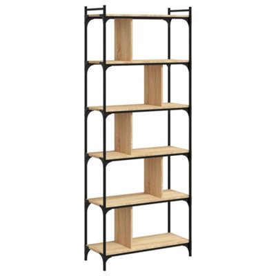 Berkfield Industrial Bookcase 6-Tier Sonoma Oak 76X32X192 Cm Engineered Wood