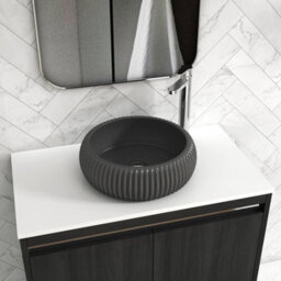 Royal Bathrooms Orion 800mm Hale Black Floor Standing Plain White Countertop Vanity Unit 2 Drawer With Milan Black Basin & Chrome Accent Trim - thumbnail 5