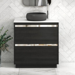 Royal Bathrooms Orion 800mm Hale Black Floor Standing Plain White Countertop Vanity Unit 2 Drawer With Milan Black Basin & Chrome Accent Trim