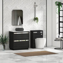 Royal Bathrooms Orion 800mm Hale Black Floor Standing Plain White Countertop Vanity Unit 2 Drawer With Milan Black Basin & Chrome Accent Trim - thumbnail 3