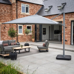 Ares 3M Square Cantilever Parasol With Solar Powered Led Lights In Charcoal - thumbnail 1
