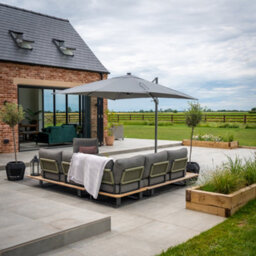 Ares 3M Square Cantilever Parasol With Solar Powered Led Lights In Charcoal - thumbnail 4