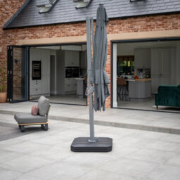 Ares 3M Square Cantilever Parasol With Solar Powered Led Lights In Charcoal - thumbnail 2
