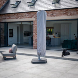 Ares 3M Square Cantilever Parasol With Solar Powered Led Lights In Charcoal - thumbnail 5