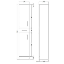 Dezine Velvare 350mm X 1900mm Gloss White Cupboard (330mm Deep) - thumbnail 2