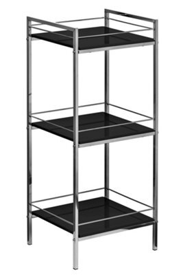 Orsina 3 Tier Black High Gloss Shelf Unit, Modern Black Shelving Unit, Open Living Room Shelving Unit, Storage Unit - image 1
