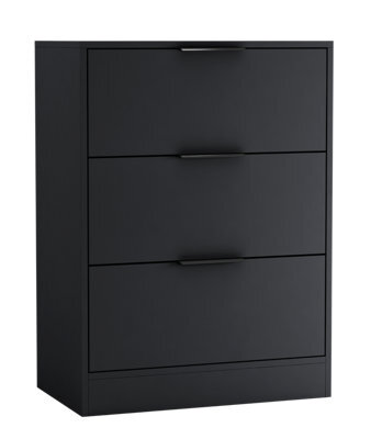 Urbn-Living Urbnliving Width 60Cm Black Colour Chest Of 3 Drawers Modern Compact Storage Bedside Metal Handle Cabinet Bedroom Furniture - image 1