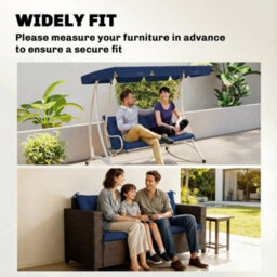 Outsunny 3 Seater Bench Cushion, Garden Chair Cushion With Back And Ties - thumbnail 8