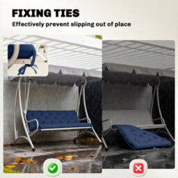 Outsunny 3 Seater Bench Cushion, Garden Chair Cushion With Back And Ties - thumbnail 6