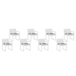Beliani Set Of 8 Garden Chair Cushions Sassari 46 X 46 Cm Navy Blue - thumbnail 4