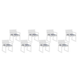 Beliani Set Of 8 Garden Chair Cushions Sassari 46 X 46 Cm Navy Blue