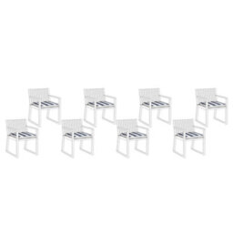 Beliani Set Of 8 Garden Chair Cushions Sassari 46 X 46 Cm Navy Blue - thumbnail 5
