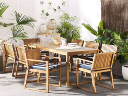 Beliani Set Of 8 Garden Chair Cushions Sassari 46 X 46 Cm Navy Blue - thumbnail 2