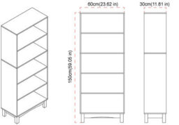 Urbn-Living Urbnliving 150Cm Height Grey 5 Tier Wooden Bookcase Shelf Storage Display Shelving Unit - thumbnail 3