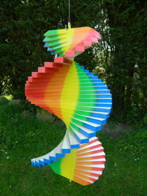 Wooden Wind Spinner Spiral Mobile Garden Ornament - Rainbow - image 1