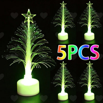 Amorly 5Pcs Battery Powered Colour Changing Fibre Optic Mini Christmas Trees, Decorative Tabletop Lamps For Christmas Party Decorations - image 1