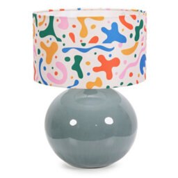 Valuelights Bosco Eucalyptus Ceramic Table Lamp With Abstract Shape Drum Shade - Led Bulb Included - thumbnail 2