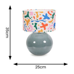 Valuelights Bosco Eucalyptus Ceramic Table Lamp With Abstract Shape Drum Shade - Led Bulb Included - thumbnail 4