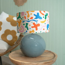 Valuelights Bosco Eucalyptus Ceramic Table Lamp With Abstract Shape Drum Shade - Led Bulb Included - thumbnail 3