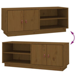 Berkfield Stylish Tv Cabinet Honey Brown 105X34X40 Cm Solid Wood Pine - thumbnail 9