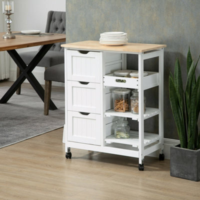 Homcom Rolling Kitchen Island Cart, Bar Serving Cart, Compact Trolley White - image 1