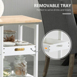 Homcom Rolling Kitchen Island Cart, Bar Serving Cart, Compact Trolley White - thumbnail 5