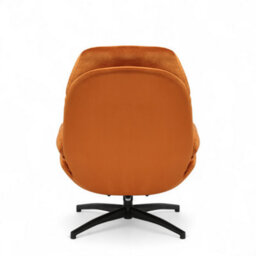 Orange Swivel Armchair With Footstool In Velvet Upholstery - thumbnail 3