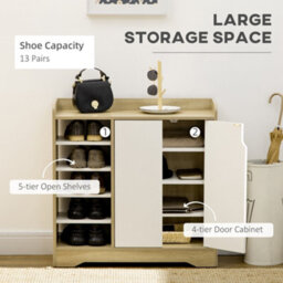 Homcom Shoe Cabinet Shoe Storage Organizer With Five Open Shelves, Natural - thumbnail 4