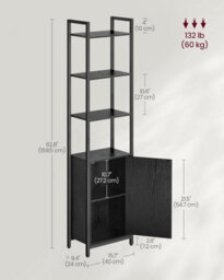 6-Tier Shelving Unit, Tall Bookcase With Adjustable Shelves And Metal Frame, For Living Room Or Bedroom Storage, Ebony Black - thumbnail 2