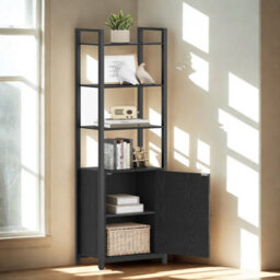 6-Tier Shelving Unit, Tall Bookcase With Adjustable Shelves And Metal Frame, For Living Room Or Bedroom Storage, Ebony Black