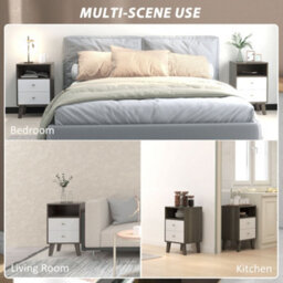 Wyld Haus Cosana Grey And White Industrial-Scandinavian Pair Of Bedside Tables With 2 Drawers And Open Shelf - thumbnail 7