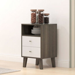 Wyld Haus Cosana Grey And White Industrial-Scandinavian Pair Of Bedside Tables With 2 Drawers And Open Shelf - thumbnail 9