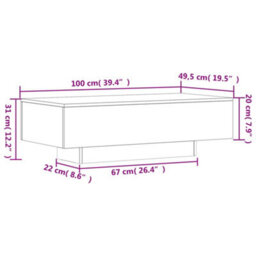 Berkfield Coffee Table Grey Sonoma 100X49.5X31 Cm Engineered Wood - thumbnail 9