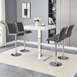 Furniture in Fashion Topaz Magnesia Effect High Gloss Bar Table 4 Ripple Grey Stools - thumbnail 2