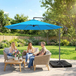 Outsunny 3(M) Banana Parasol Cantilever Umbrella Garden W/ Base Weights - thumbnail 9
