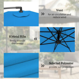 Outsunny 3(M) Banana Parasol Cantilever Umbrella Garden W/ Base Weights - thumbnail 6