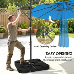 Outsunny 3(M) Banana Parasol Cantilever Umbrella Garden W/ Base Weights - thumbnail 4