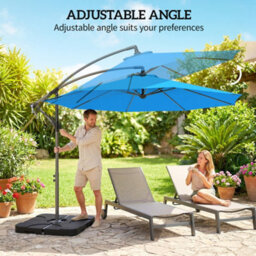 Outsunny 3(M) Banana Parasol Cantilever Umbrella Garden W/ Base Weights - thumbnail 5