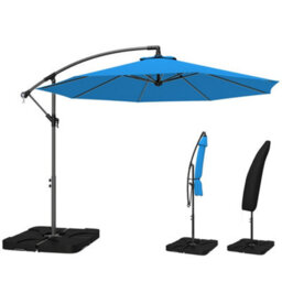 Outsunny 3(M) Banana Parasol Cantilever Umbrella Garden W/ Base Weights - thumbnail 2