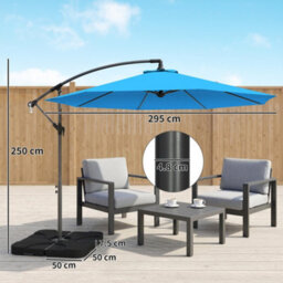 Outsunny 3(M) Banana Parasol Cantilever Umbrella Garden W/ Base Weights - thumbnail 3