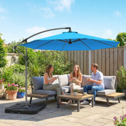 Outsunny 3(M) Banana Parasol Cantilever Umbrella Garden W/ Base Weights - thumbnail 1