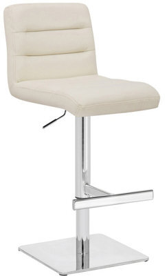 Lamboro Luscious Deluxe Breakfast Bar Stool, Chrome Footrest, Adjustable Height Swivel Gas Lift, Home Bar & Kitchen Barstool, Cream - image 1